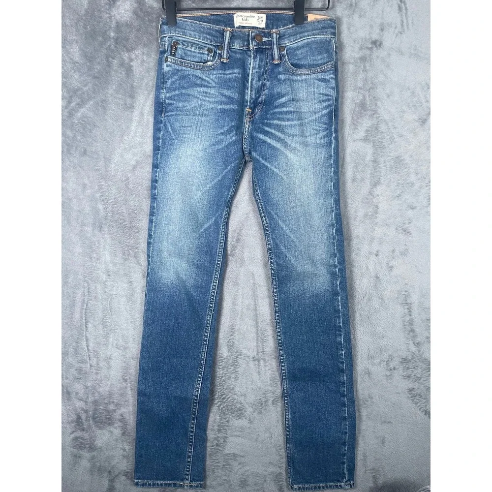 NWT Abercrombie Kids Super Skinny Jeans Slim Fit Medium Wash Size 13/14